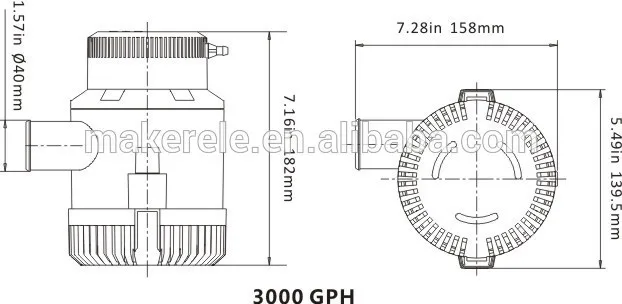 Трюмная помпа 12/24v 1500/2000/3000/3500GPH Батарея приведенный в действие Трюмные насосы крыльчатка морской дренажный насос Электрический водяной насос для лодки