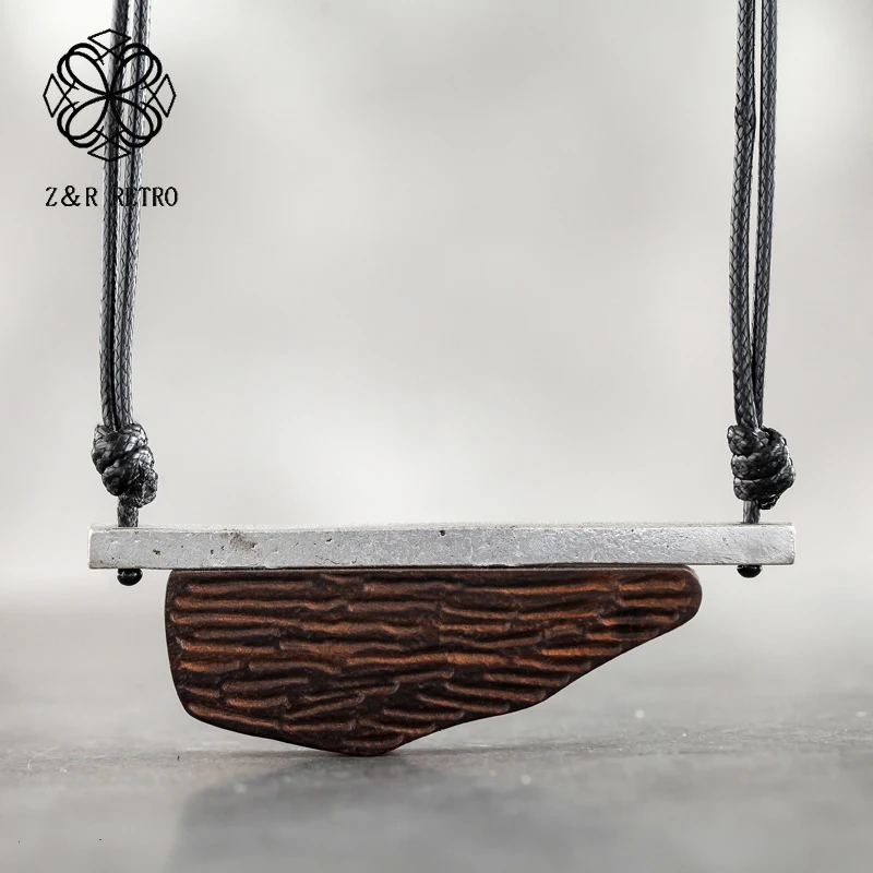 

Rope Chain Wooden Geometric Sandalwood Necklace Necklace Neck Decoration Handmade Gift Sweater Accessories Fashion Jewelry