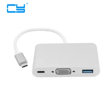 

USB-C USB 3.1 Type C to VGA Projector & USB OTG & USB-C Female Charger Adapter for 12" New Macbook