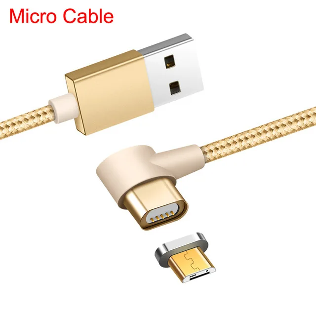 Локоть Магнитный зарядный кабель Micro USB/IOS/type C USB провод для быстрого заряда магнит зарядное устройство s для iPhone samsung Android мобильный телефон - Тип штекера: Gold For Micro USB