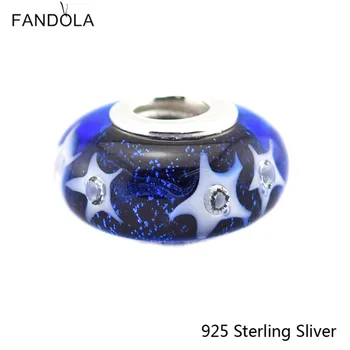 

CKK Murano Glass Beads 925 Sterling Silver Jewelry Starry Night Sky Fashion Charms Fits Original Bracelets