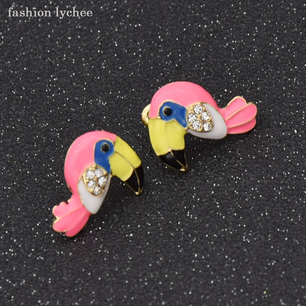 

fashion lychee New Arrival Colorful Parrot Birds Stud Earrings Adorable Women Girls Fashion Earrings Jewelry