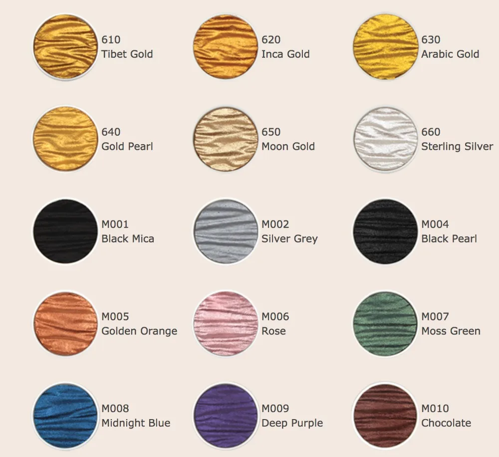 Germany Finetec Coliro Handmade Solid Watercolor Paints Gold Silver Pearl Colors Single Pieces watercolor paint watercolor pigment