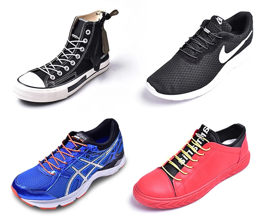 Новые шнурки без галстука эластичные черные круглые шнурки для ботинок трендовые быстрые шнурки для обуви система шнуровки шнурки F067