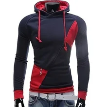 ZOGAA Spring Mens Hoodie Contrast Color Splice Pullover Coat Patchwork Casual Men Hoodies Hooded Coat Hooded Men Sweatshirt men contrast tape hooded top with shorts
