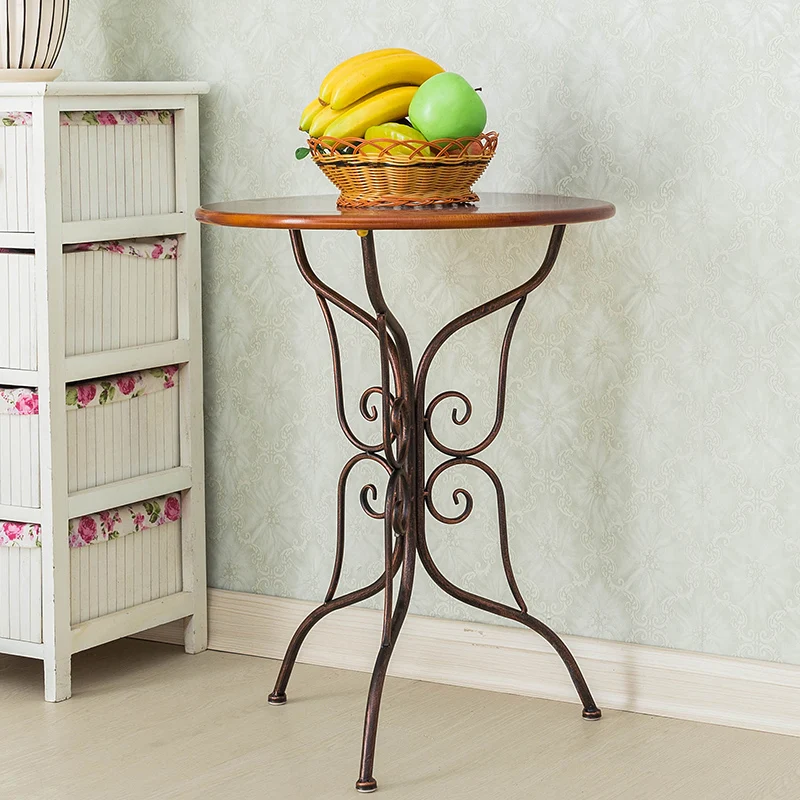 Metal Tea Table Simple Modern Iron Round Coffee Table Creative Tea Table for Apartment