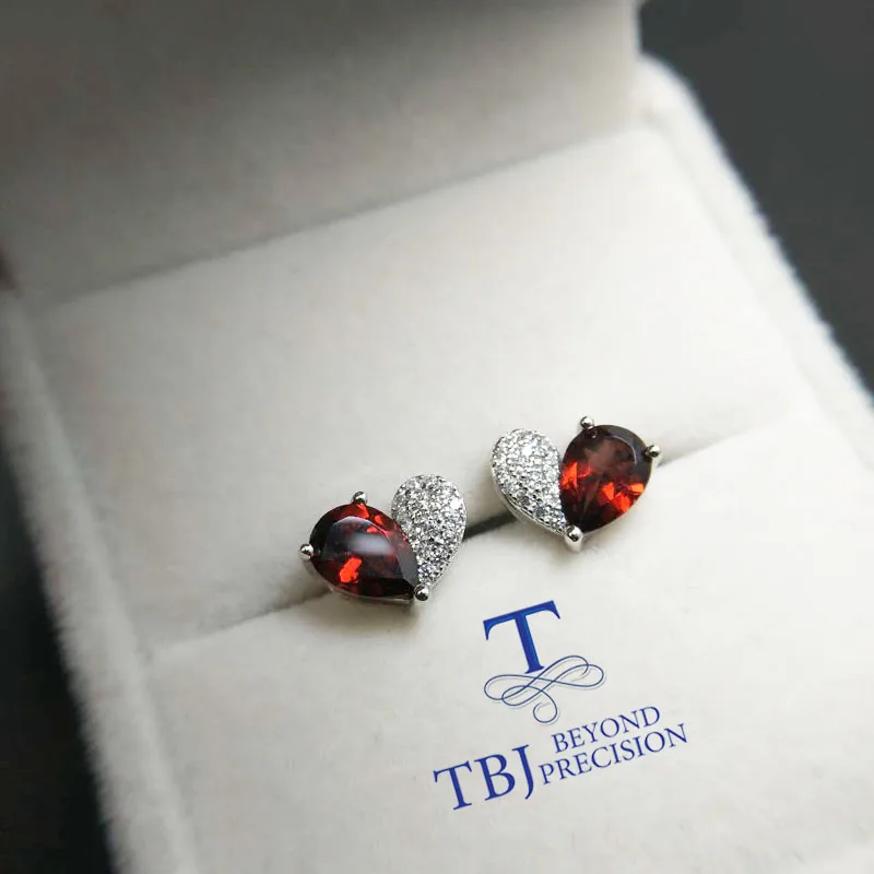 TBJ, 925 серебряные серьги с натуральным с гранатом Мозамбик pe5* 7 1.5ct, nautral Гранат Серьги для женщин с подарочной упаковкой