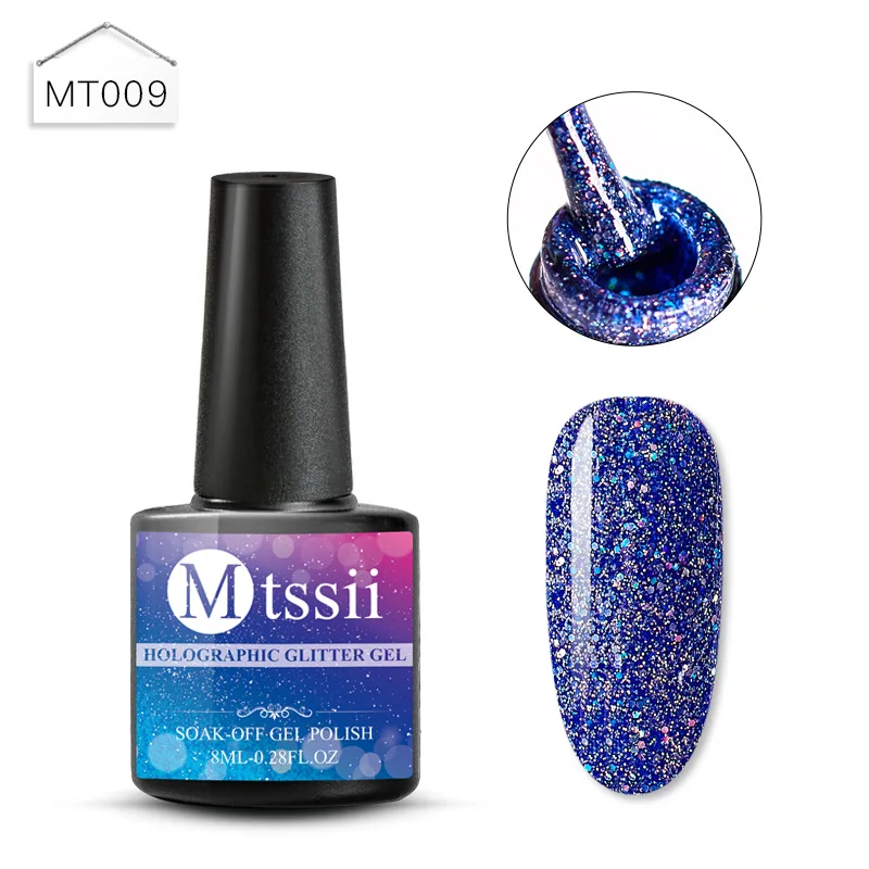 Mtssii 8 мл голографический Блеск УФ-гель для ногтей Platinum лак Радужный красочный мерцающий Маникюр светодиодный лак для ногтей - Цвет: HHS02669