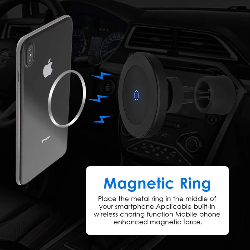 QI Fast Charging Wireless Car Charger Magnetic Wireless Charge In Car 10W Magnet Mount Air Vent Dashboard Car Phone Holder