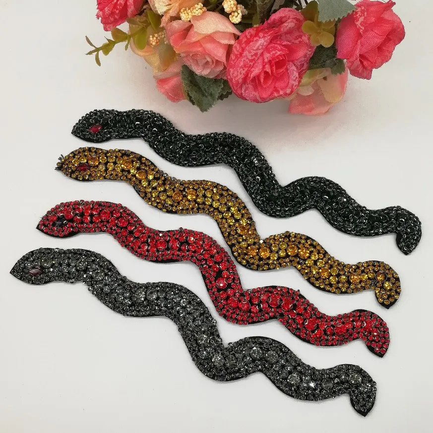 Hand sewing Large Snake Patch Sew on Beading Applique, Animal DIY jeans