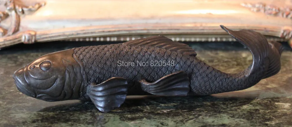 Brocaded Carp Koi Fish Pond Japanese Water Garden Art Bronze