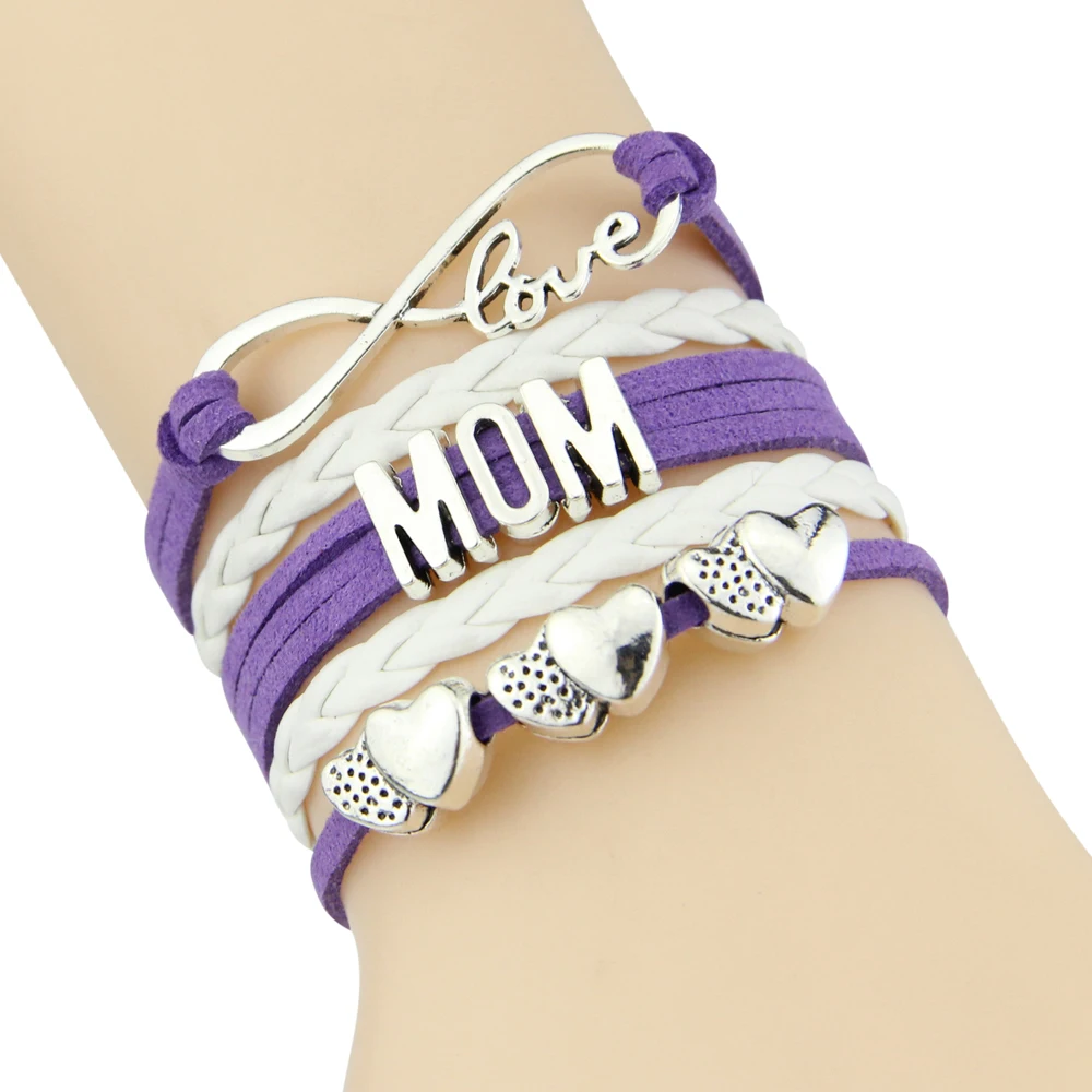 Infinity love mom bracelet heart charm Rope Bracelet for women jewelry Leather bracelets