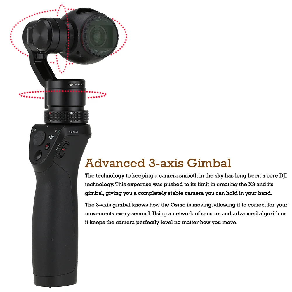 Free Gift DJI Osmo Handheld 4K Camera And 3 Axis Gimble Stabilizer Gimbal 3 Axis Gimbal DJI Phantom 3 EMS Free