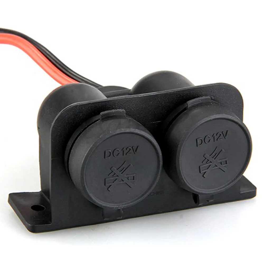 

12V Auxiliary Dual Power Outlet Waterproof Car Motorcycle Wired Cigarette Lighter Power Socket Adapter