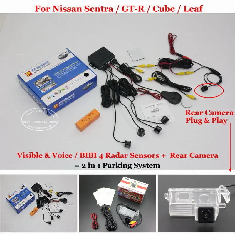 

Car Parking Sensors + Rear View Camera = 2 in 1 Visual BIBI Alarm Parking System For Nissan Sentra / GT-R / Cube / Leaf