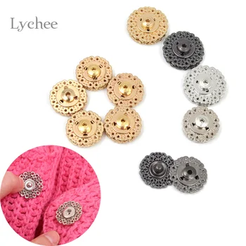 

Lychee Life 5 Pieces/Set Metal Snap Button Floral Shape Sewing Accessories Stealth Jacket Clasp Buttons 18mm/21mm