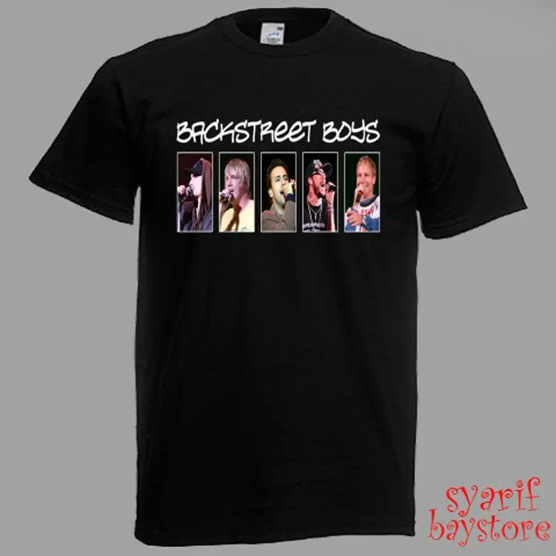 Мужская черная футболка с короткими рукавами и круглым вырезом Backstreet Boys Personels| |