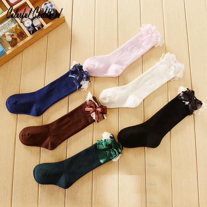 Baby Girls Knee High Socks Kids Children Cute Lace Bows Princess leg