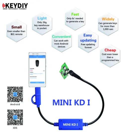  New Keydiy Mini KD Mobile Key Remote Maker Generator for Android and IOS System
