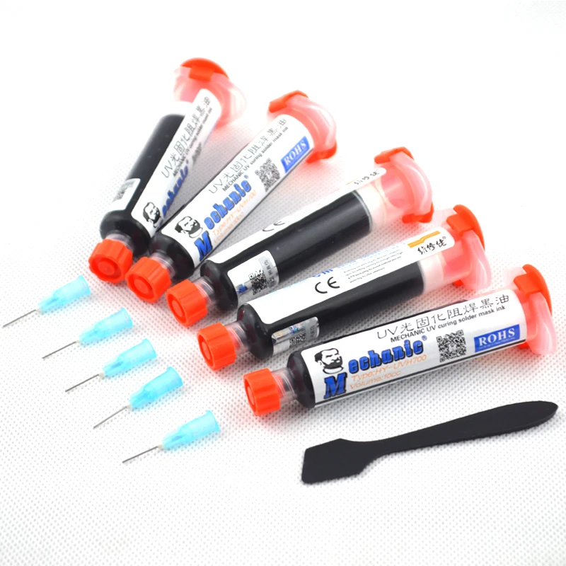MECHANI 5pcs/lot Black UV Curing Solder Mask ink 10CC for PCB Circuit