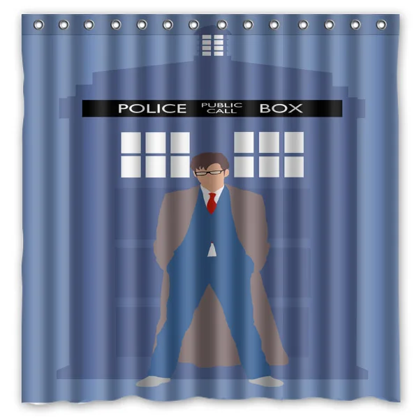 Doctor Who Tardis Blue Police Box Background Waterproof Polyester Doctor Who Tardis Blue Police Box Background Waterproof Polyester Shower Bath Curtain 180x180cm