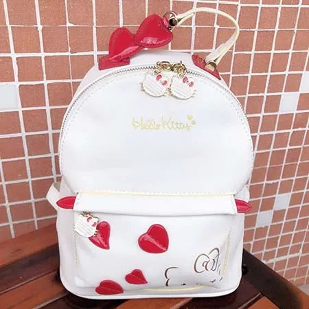 HELLO KITTY, Модный милый рюкзак, Женская дорожная сумка для покупок, детская школьная сумка, Портативная сумка, маленький рюкзак, кошелек, рюкзак - Цвет: White Small