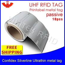 UHF RFID ультратонкий антиметаллический тег линии серебрения confidex 915 м 868 МГц Impinj M4QT 10 шт. для печати ПЭТ Пассивная RFID Метка