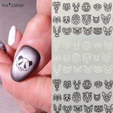 1 Шт Абстрактные животные стикеры 3D на ногти Nail Art складные Львы наклейки для ногтей оригами животные флексагон клейкие наклейки
