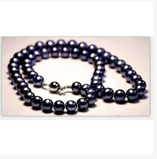

stunning AAA 10-11mm tahitian black bluep pearl necklace 18