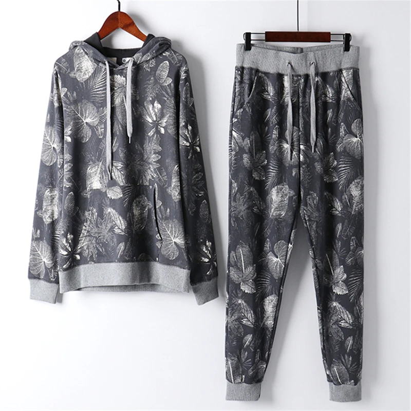 

Spring And Autumn Ink Printing Sports Suit female Two-Piece Large Size Loose Casual Harem Pants Long-Sleeved Hood H00234