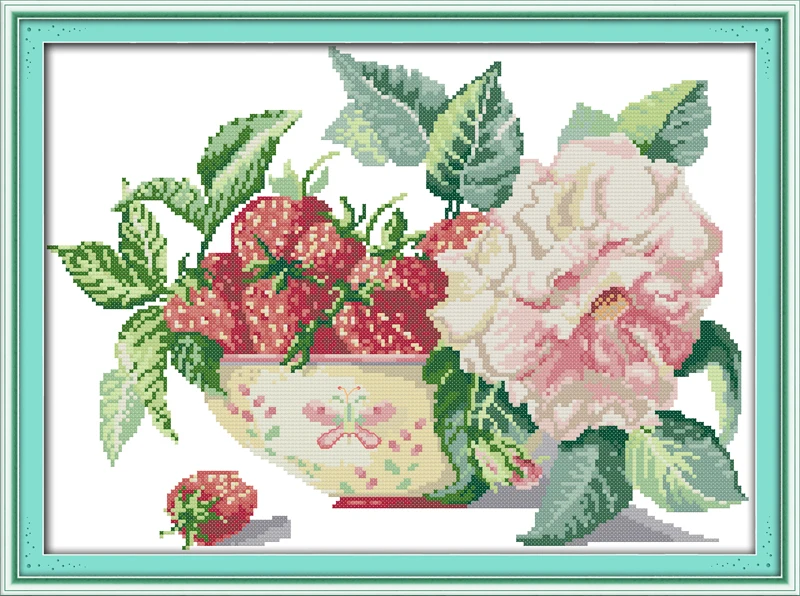 

Strawberry pot counted printed on fabric DMC 14CT 11CT Cross Stitch kitsembroidery needlework Sets Home Decor