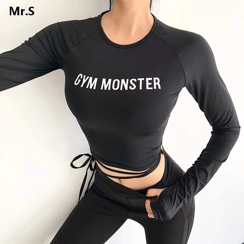 

Solid Long Sleeve Yoga Crop Top Gym Shirts for Women Workout Shirts with thumb holes Fitness Running Sport T-Shirts Training Top