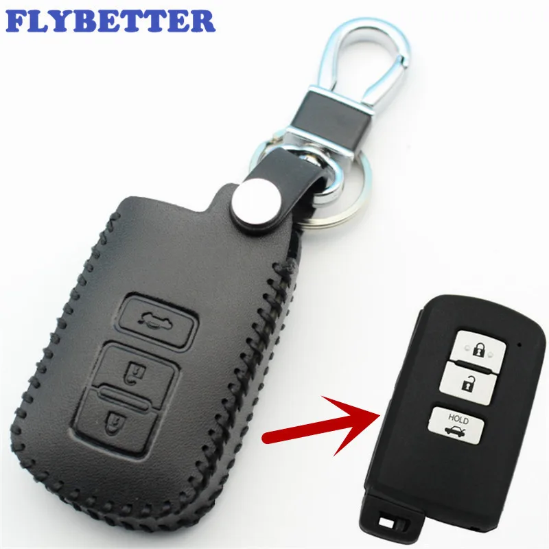

FLYBETTER Genuine Leather 3Button Smart Key Case Cover For Toyota 12Camry/Avalon/V50 Car Styling L2102