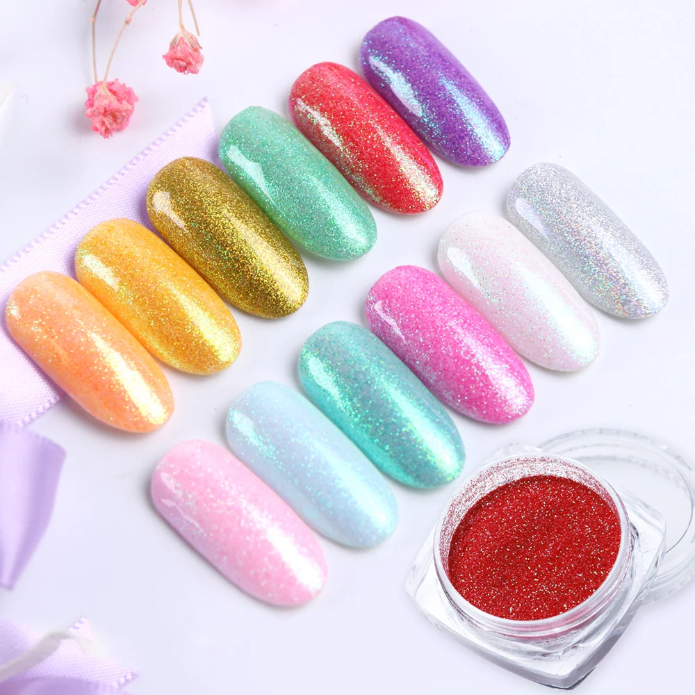 

1g/Bottle Shinning Laser Mermaid 12 Color Optional Holo DIY Nail Glitter Powder Dust Nail Art Decoration Chrome Pigment JIM01-12