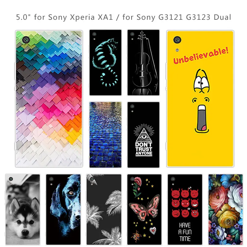 Силиконовый чехол для Sony Xperia XA1 G3121 G3112 G3123 G3116 с двойной задней крышкой прозрачный