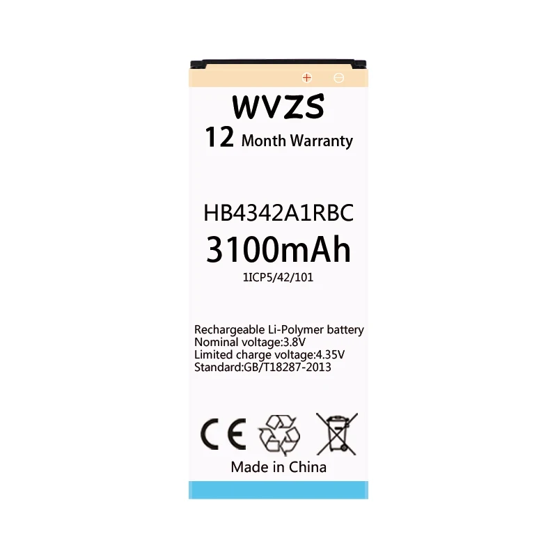 

wvzs 3100mAh Li-Polymer Battery HB4342A1RBC For 4A honor 5A LYO-L21 y5II Y5 II Ascend 5+ Y6 SCL-TL00 CUN-U29 Batteries