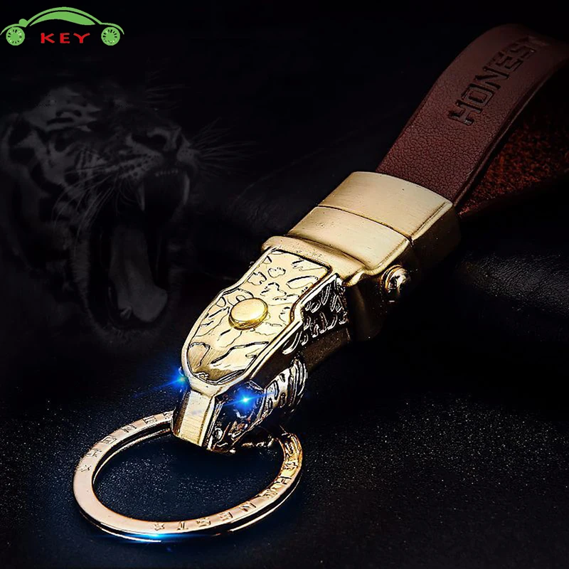 

Car Leopard Head Keychain Auto Men Keyring with Led Light for SSANG YONG Vespa SEAT Acura MG Proton Lincoln Luxgen Harley Dacia
