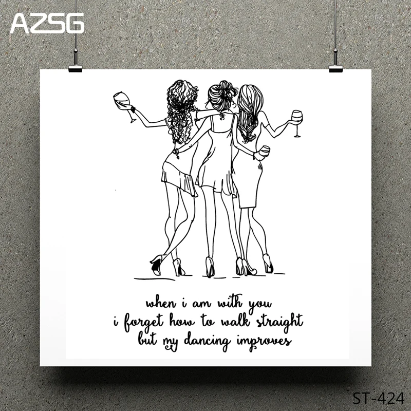 

Drinking Girls Transparent Clear Stamp/Seal for DIY Scrapbooking/photo Album Decorative Clear Stamp Sheets 11*16cm