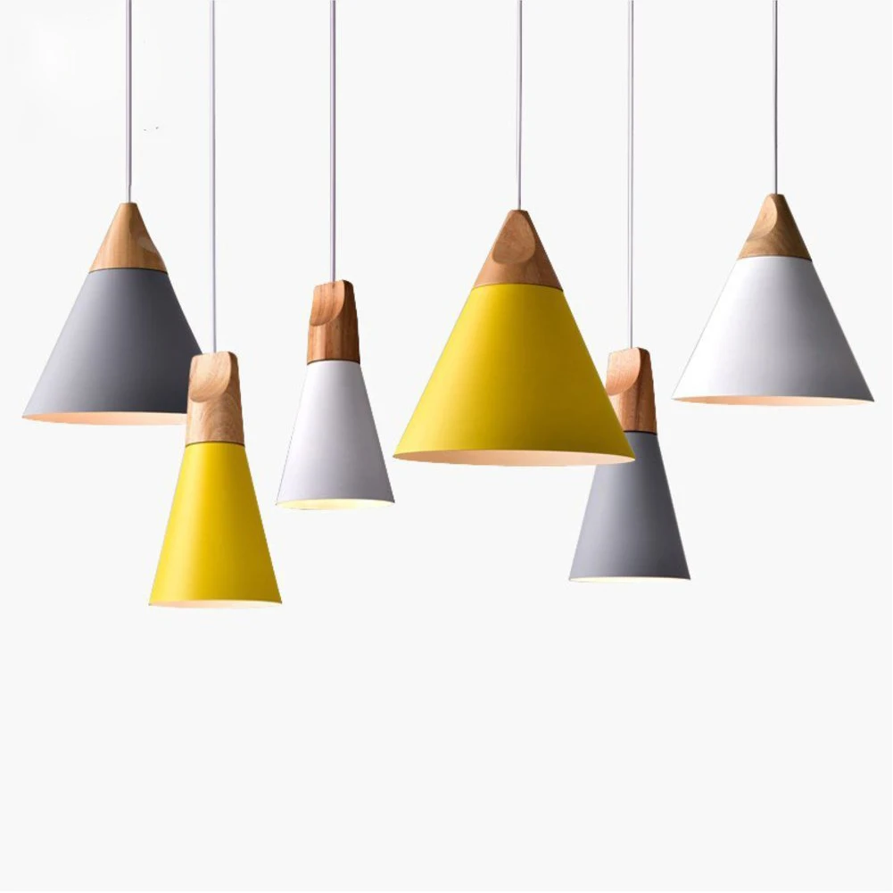 

Nordic Pendant Lights Dining Room Pendant Lamp LED Modern Colorful Restaurant Coffee Bedroom Lighting Iron+Solid Wood E27 Holder