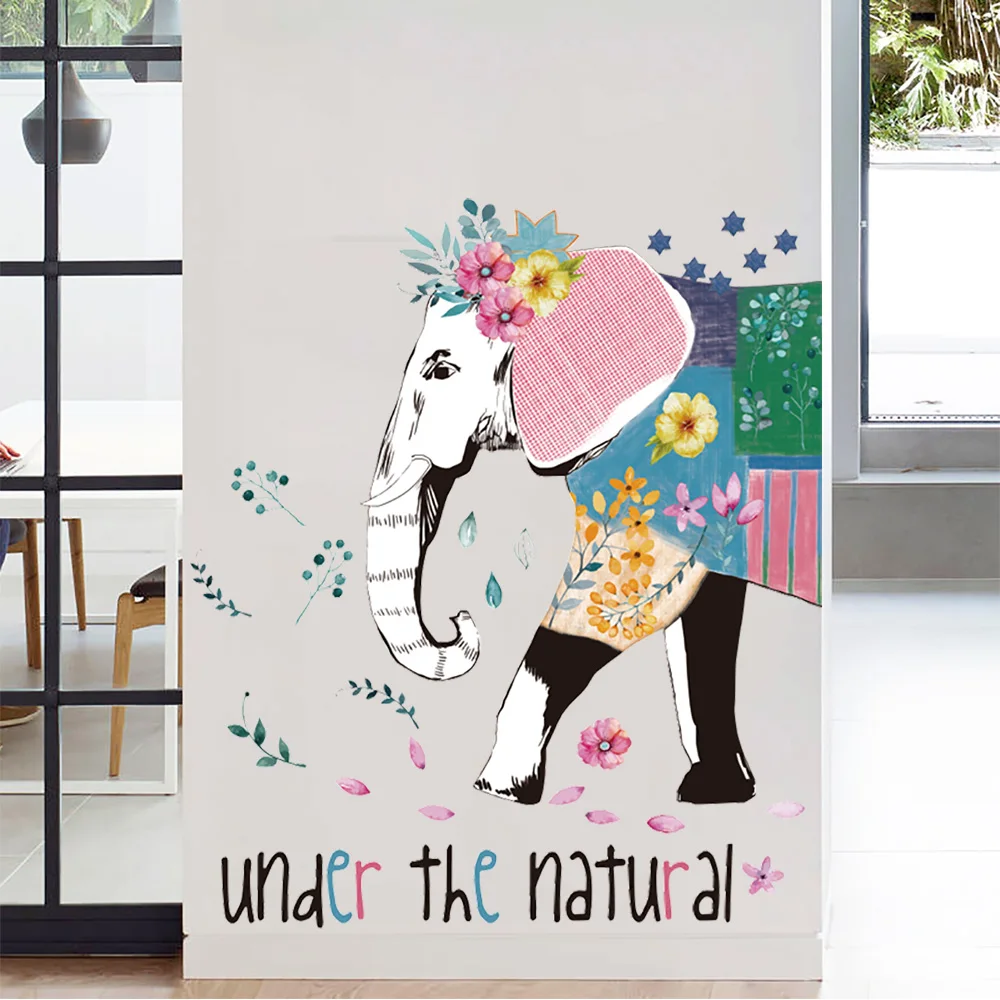 

Beautiful elephant Wall Stickers For living Room Home Decor DIY Removable Wall Decal stairwell study room QTB588-4
