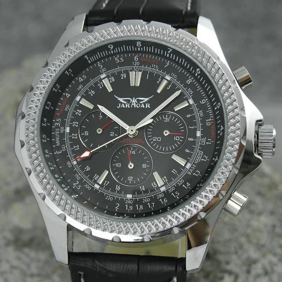 

JARAGAR Fashion Brand Business Watch Men Luxury Crocodile-Embossed Leather Wrist Watches Automatic Mechanical Calendar Men Clock
