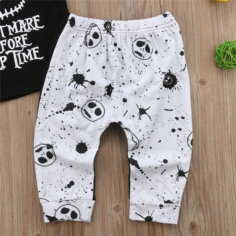 Lovely Kids Baby Boys Gril Skull Halloween Party Costumes Fancy Sunsuit Toddler Girls Summer Tops T-shirt Pants Outfits Clothing