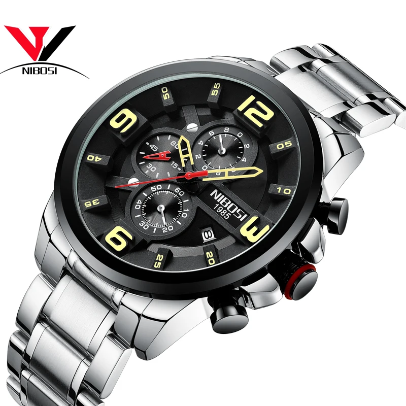 

NIBOSI Big Dial Watches Men Watch Luxury Brand Analog Men Military Watch Reloj Hombre Whatch Men Quartz Male Sports Watches