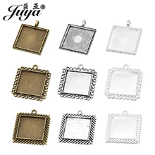 4 шт. 25 мм Ожерелье с квадратными подвесками Установка Кабошон Камея База лоток ободок пустой подходит 25 мм стекло ювелирных изделий