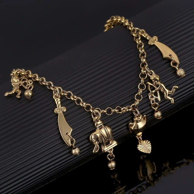 Buy The Gold Elephant and Heart Charm Bracelet | JaeBee Jewelry