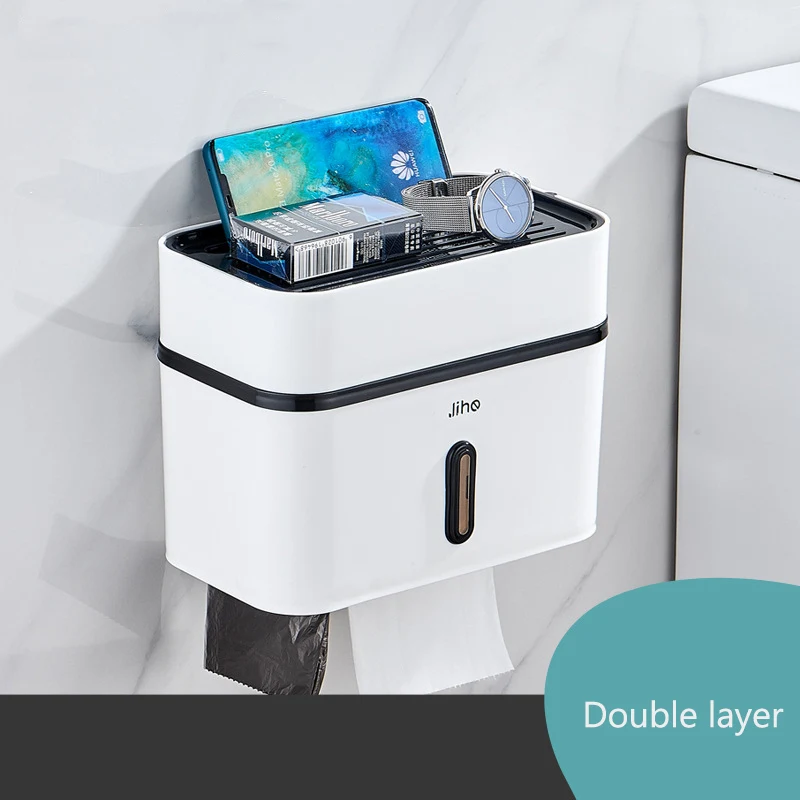 Double layer Простые двойные держатели для туалетной бумаги водонепроницаемый многофункциональный держатель для бумажных полотенец удобные прочные аксессуары для ванной комнаты - Цвет: Double layer
