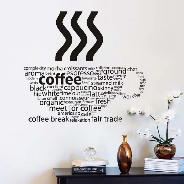 All Kind Letters Coffee Wall Sticker Cup Restaurant All Kind Letters Coffee Wall Sticker Cup Restaurant Decor Decals Home Decorations Kitchen