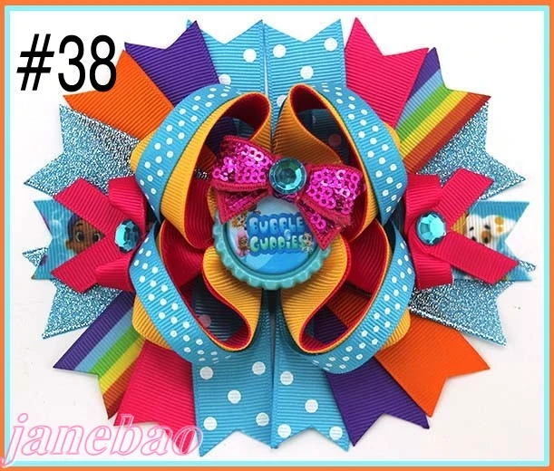 

free shipping 50pcs 6'' big inspired hair bows character hair bows descendants hair bows minion hair bows