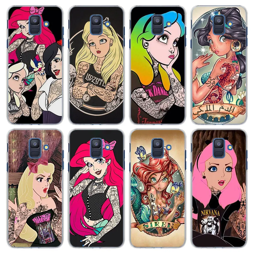 

Tattooed princess Alice Ariel Pattern Transparent hard Case Cover for Samsung Galaxy A6 A6+ A8 A8 Plus 2018 A520 A720 A3 A5 A7 2