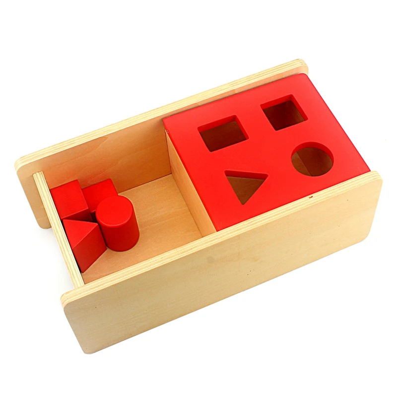 Most effective  Baby Toy Montessori Kids Imbucare Box With Flip Lid 4 Shapes Wood Learning Educational Preschool Tr